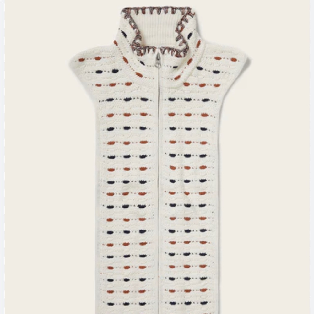 veronica beard knit dickey. Cream with navy and camel.